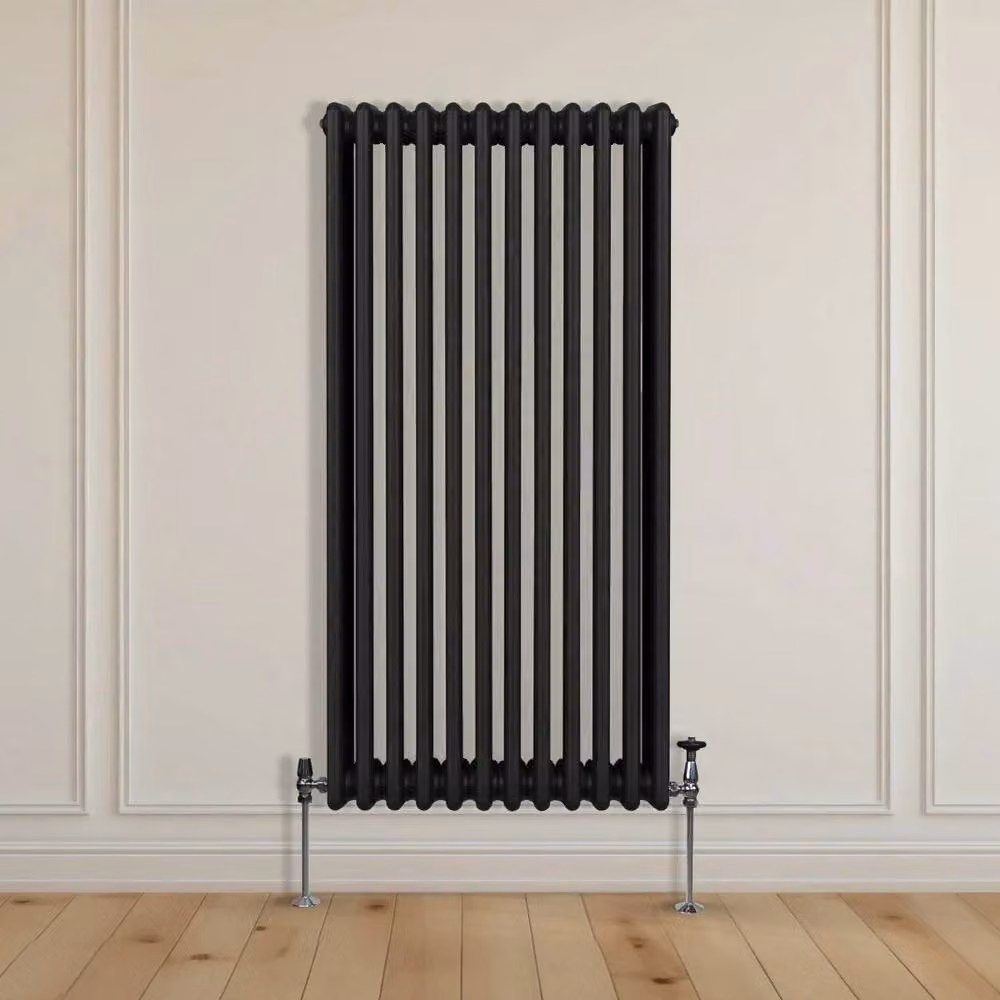 Monstershop Traditional 3 Column Steel Radiator in Black, H: 150 cm, W: 56.2 cm, D: 10 cm – 7