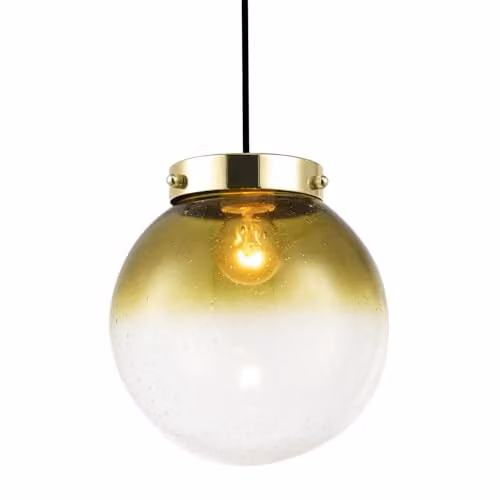 Happy Homewares Ombre Green and Transparent Bubble Glass Pendant Lighting Shade with Gold Lamp Holder, Diameter: 21 cm – 1