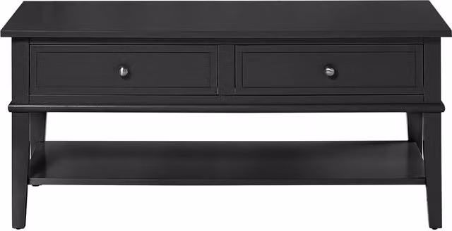 Franklin Black Lacquered Coffee Table with 2 Drawers