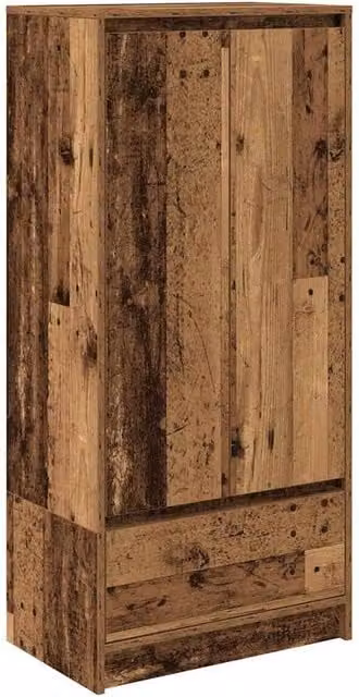 Berkfield Home Wall Mounted Cabinet with Drawer and Hinged Doors, Brown, W/D/H: 55.5 x 34 x 119.5 cm
