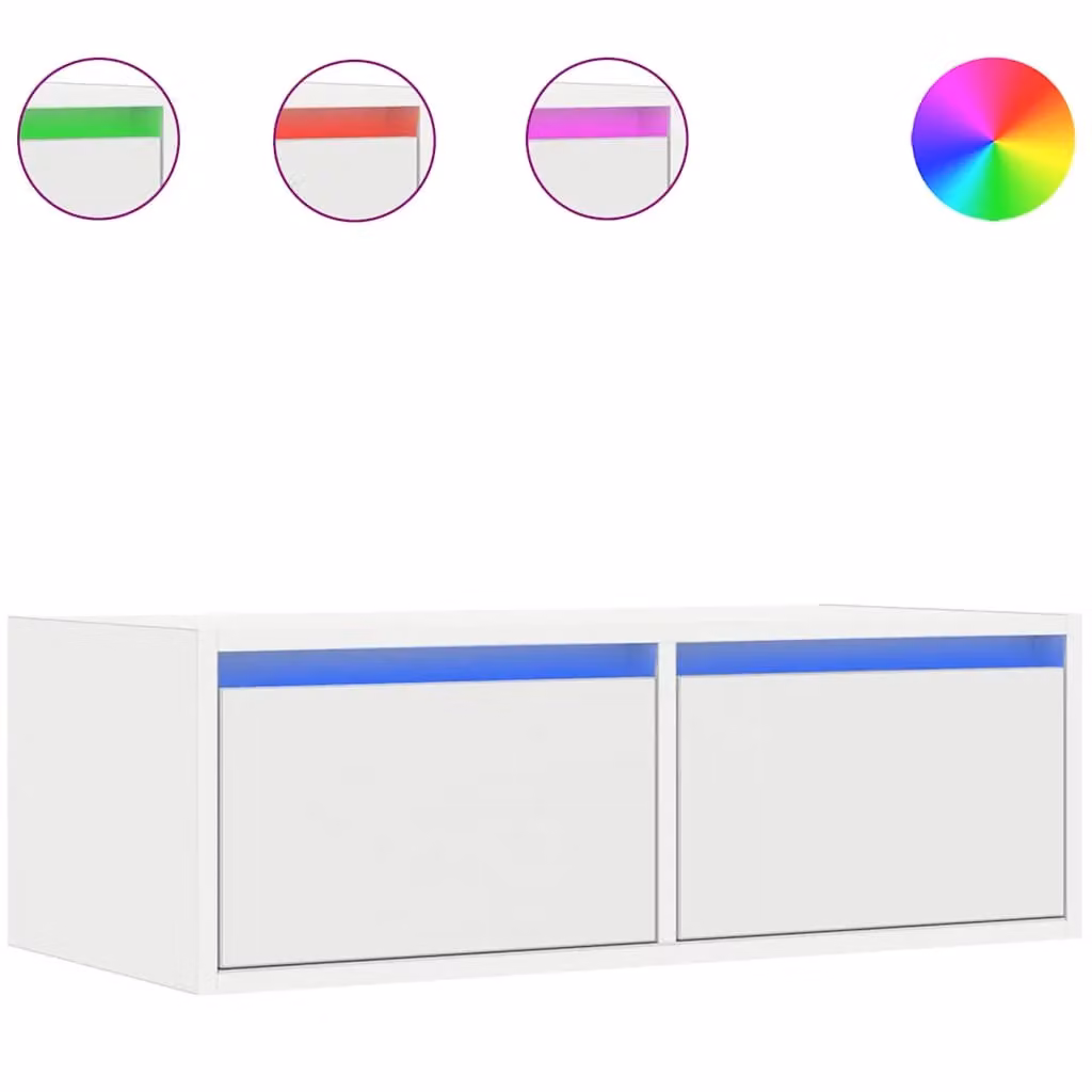 Berkfield Home Modern White TV Cabinet with LED Lights, W/D/H: 75 x 35.5 x 25 cm – 2