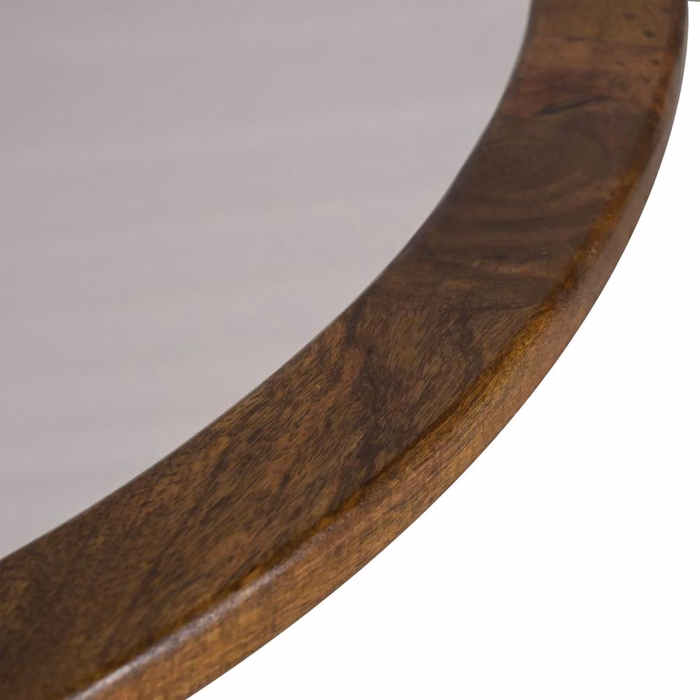 Elm Home And Garden Round Solid Mango Wood Wall Mirror in Brown – 3