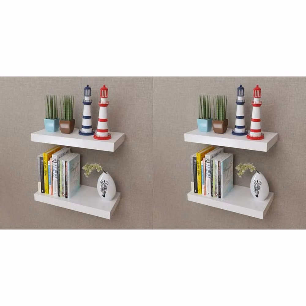 Berkfield Home Set of 4 White Wall Mounted MDF Shelves, 40 cm – 2