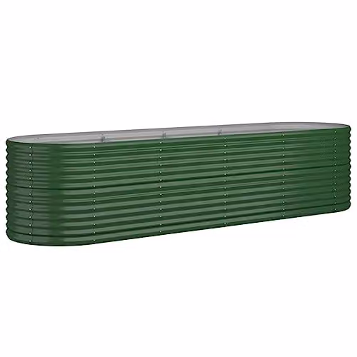 vidaXL Modern Green Metal Garden Planter, W: 296 cm, D: 80 cm, H: 68 cm – 1
