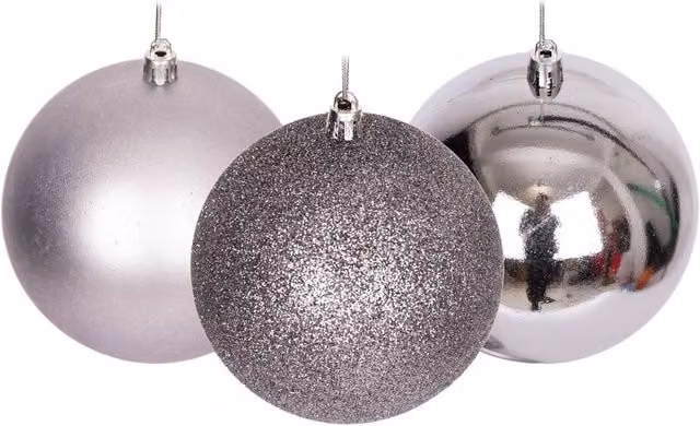Shatchi Christmas Bauble Hanging Decorations, Grey and Silver, 6cm, 6 Pieces – 4