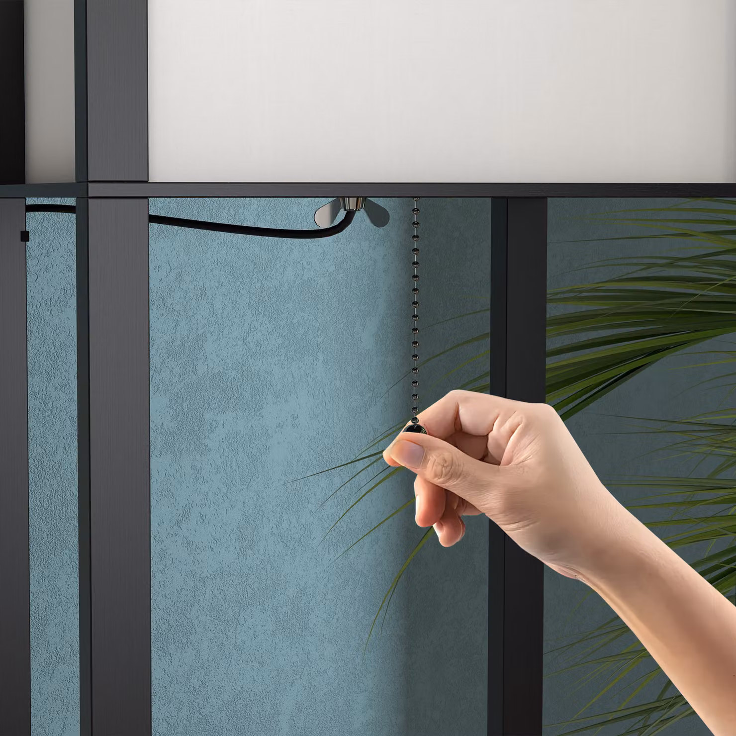 HOMCOM Modern Floor Lamp with Storage Shelves in Black – 6