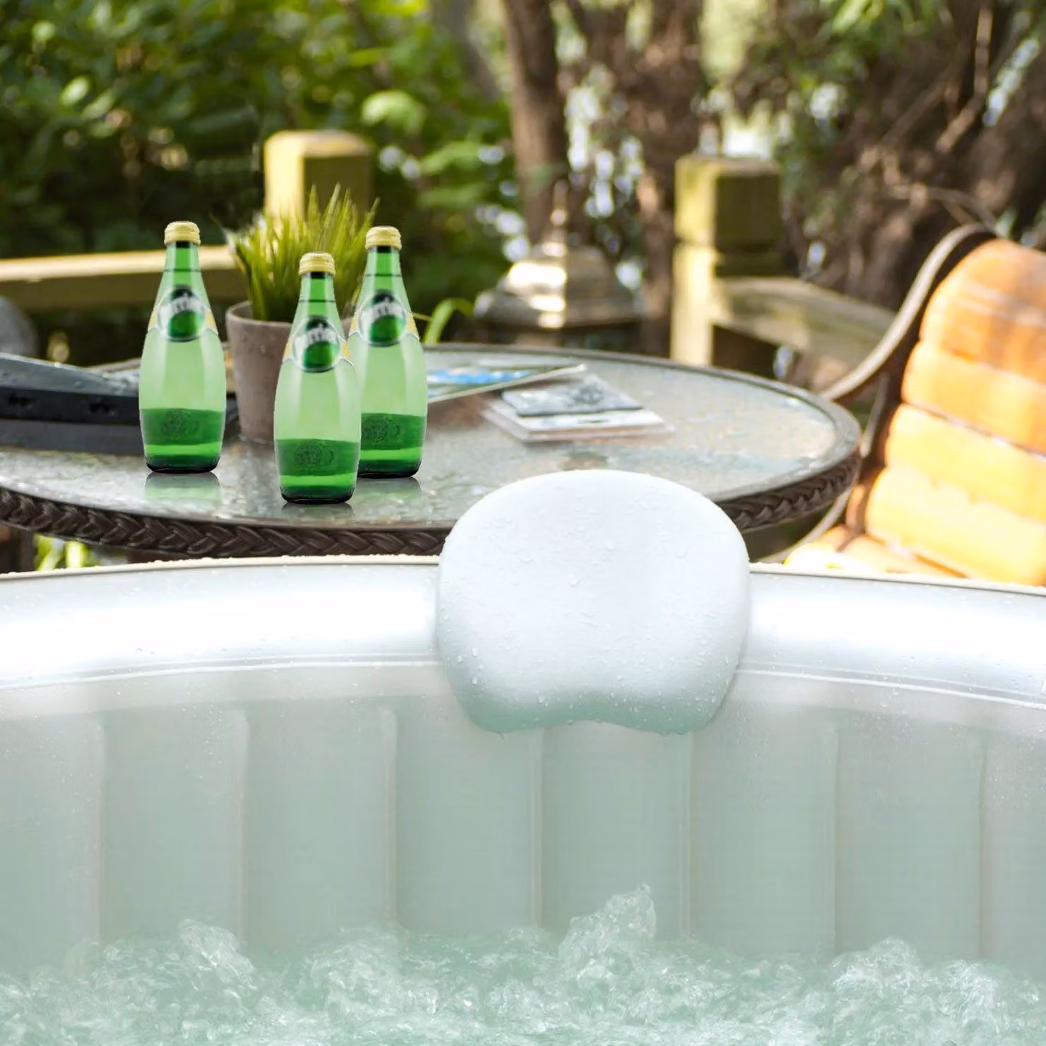 Shatchi Spa Luxury Comfort Set Accessory Kit in White and Grey with Two Headrests and Cup Holder – 4