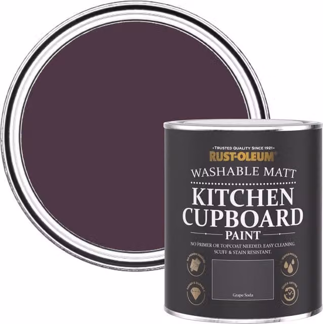 Rust-Oleum Matt Kitchen Cupboard Paint in Purple Grape Soda, 750ml – 1