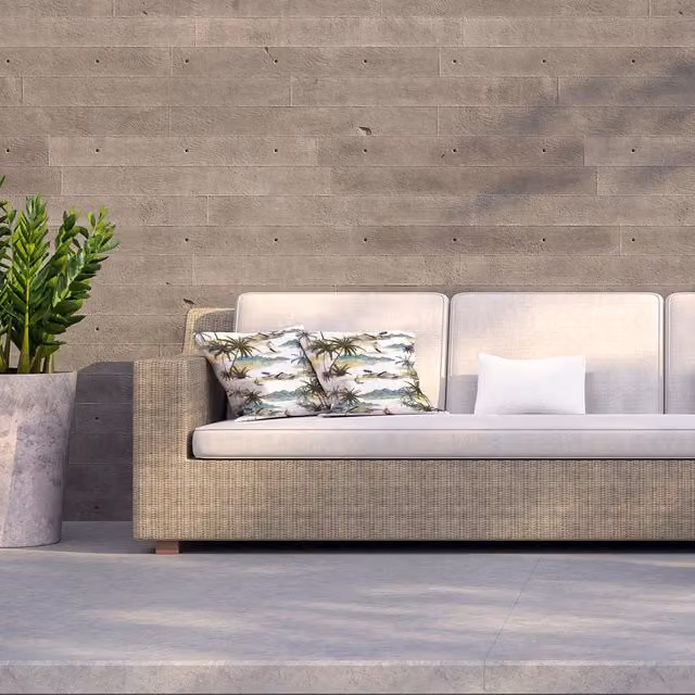 Andrew Lee Palm Trees Outdoor Square Cushion, Brown, W/D/H: 60 x 60 x 60 cm
