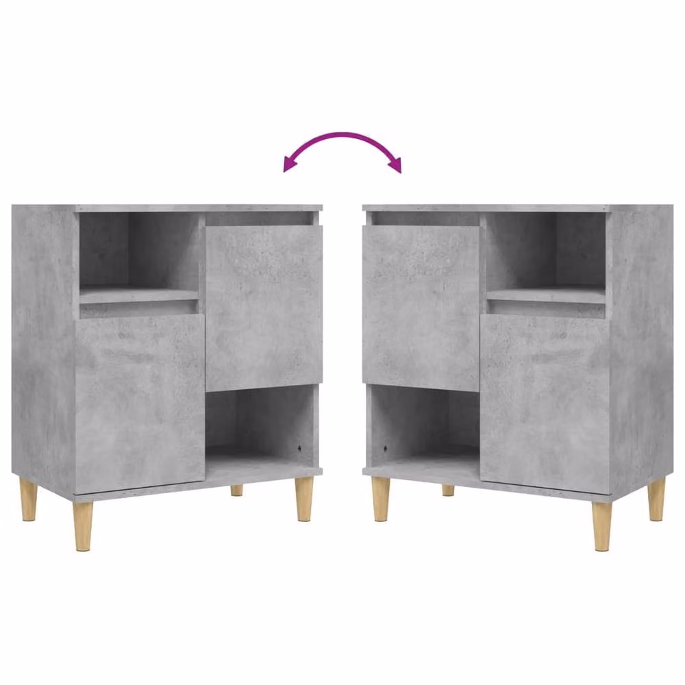 Berkfield Home Set of 3 Sideboards in Concrete Grey, Engineered Wood, W/D/H: 60 x 35 x 70 cm – 3