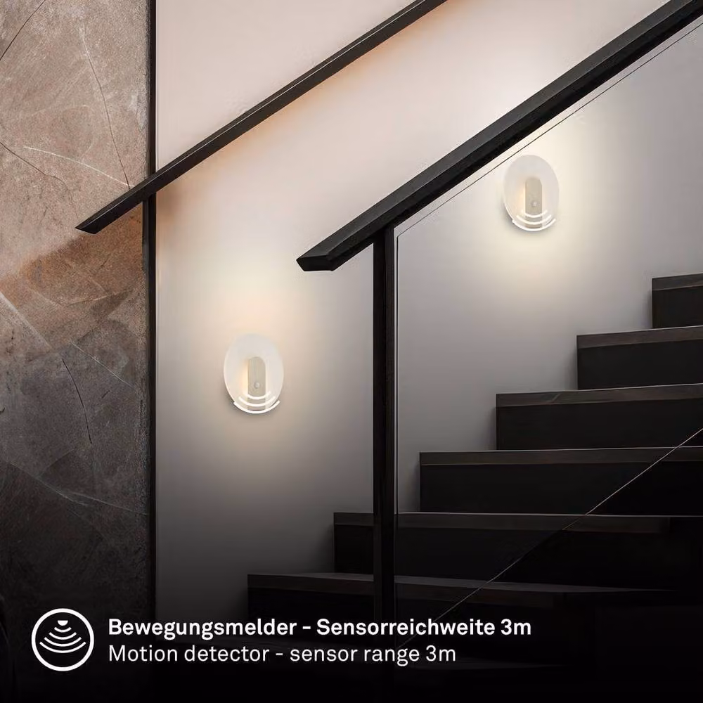 Briloner Cordless Rechargeable LED Wall Light with Motion and Dusk Sensor in Metallic Silver Nickel Matt – 5