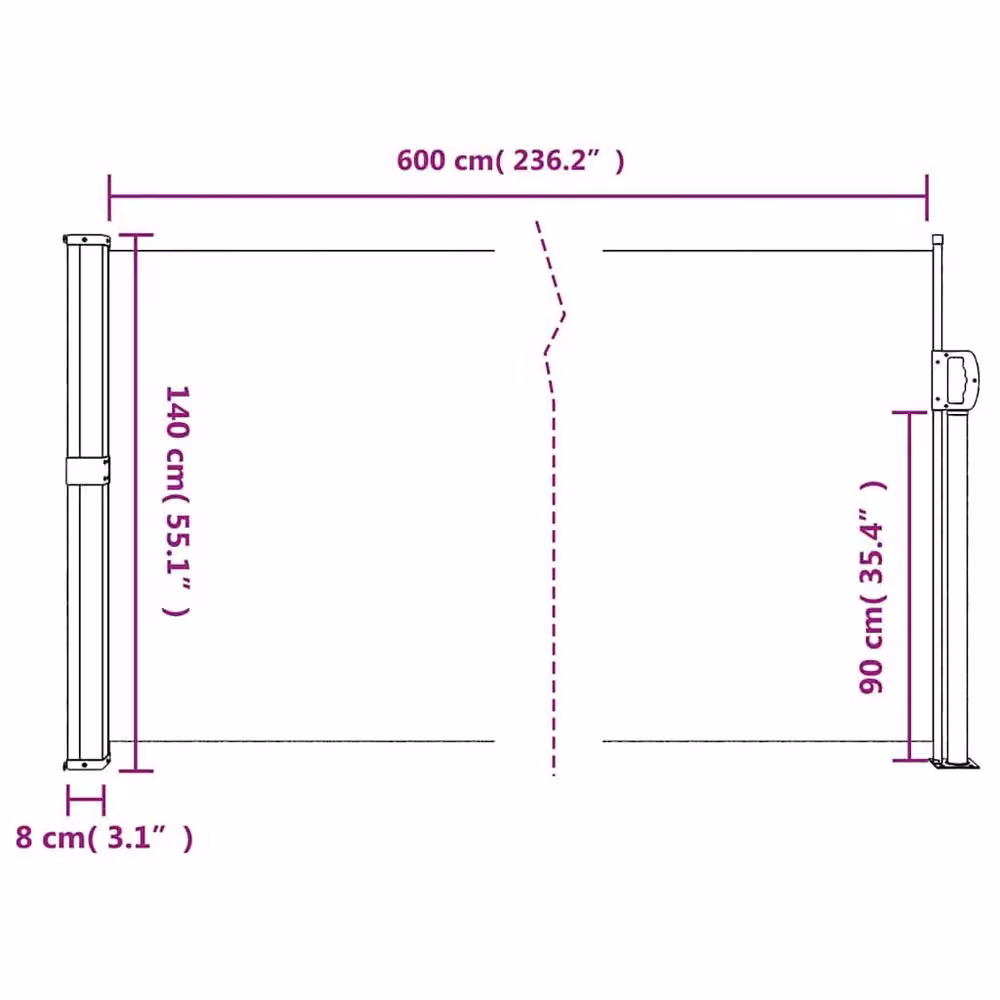 Berkfield Home Retractable Single Side Awning in Dark Green, W/H: 600 x 140 cm – 5