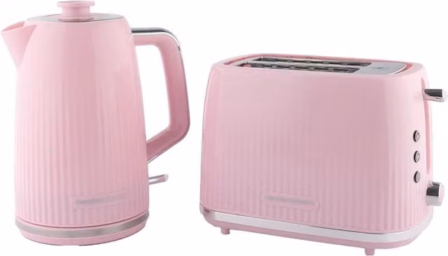 Hamilton Beach Miami Kettle and Toaster Set in Flamingo Pink