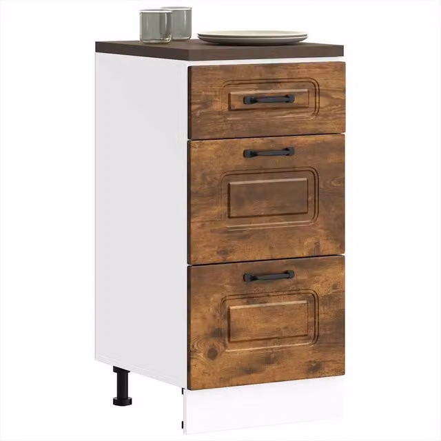 Berkfield Home Kalmar Kitchen Base Cabinet in Smoked Oak Engineered Wood – 1