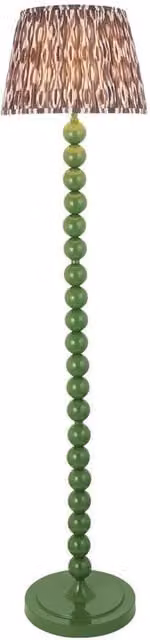 Netlighting Higgledy Gloss Green Floor Lamp with Grey Fabric Ikat Shade, E27, 35 cm – 1