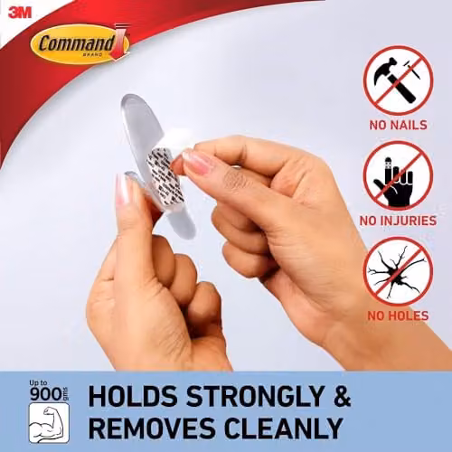 3M Command Medium Clear Plastic Hooks with Adhesive Strips – 3