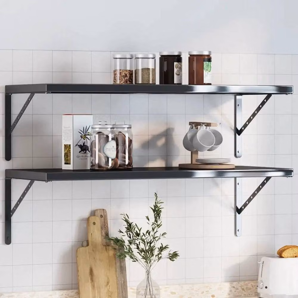 Kelvenix Stainless Steel Shelf Brackets, Black, 4 Pack, W/D/H: 40 x 2.5 x 25 cm – 3