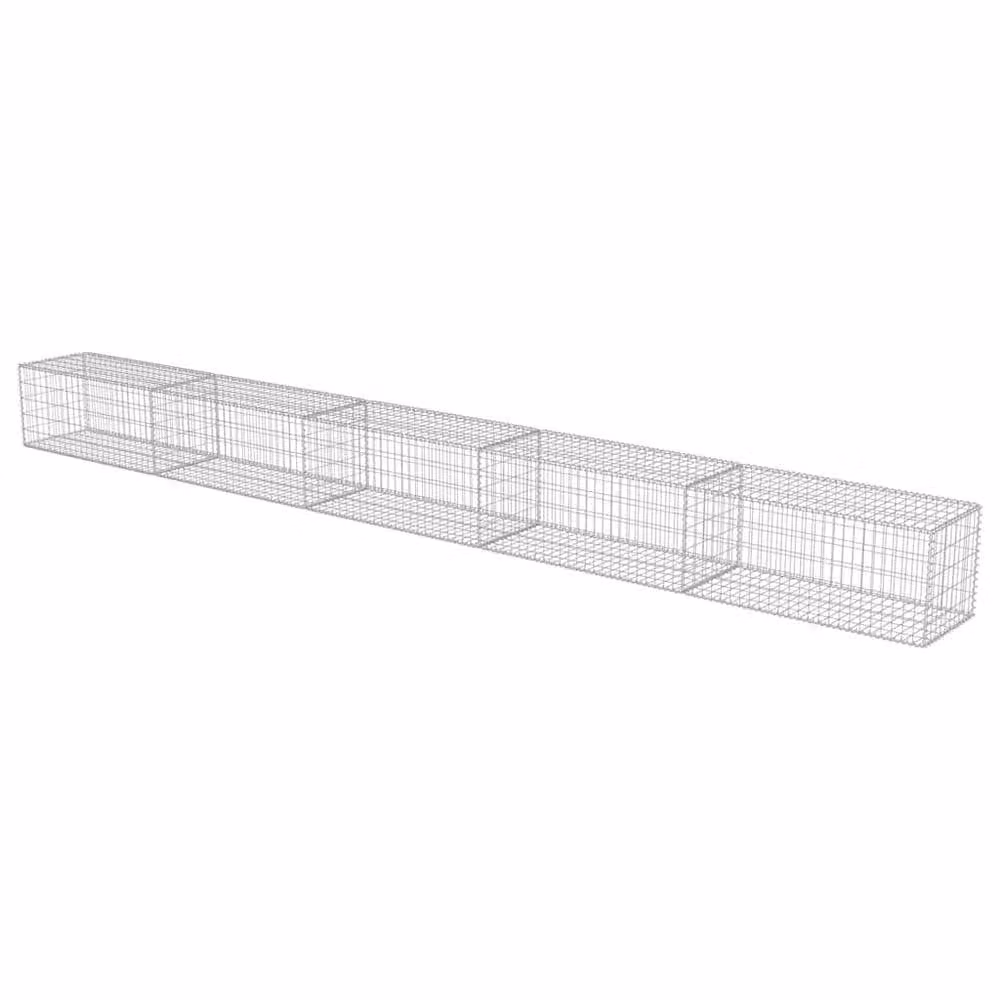 Berkfield Home Galvanised Steel Gabion Fence with Covers in Silver, W/D/H: 600 x 50 x 50 cm – 3