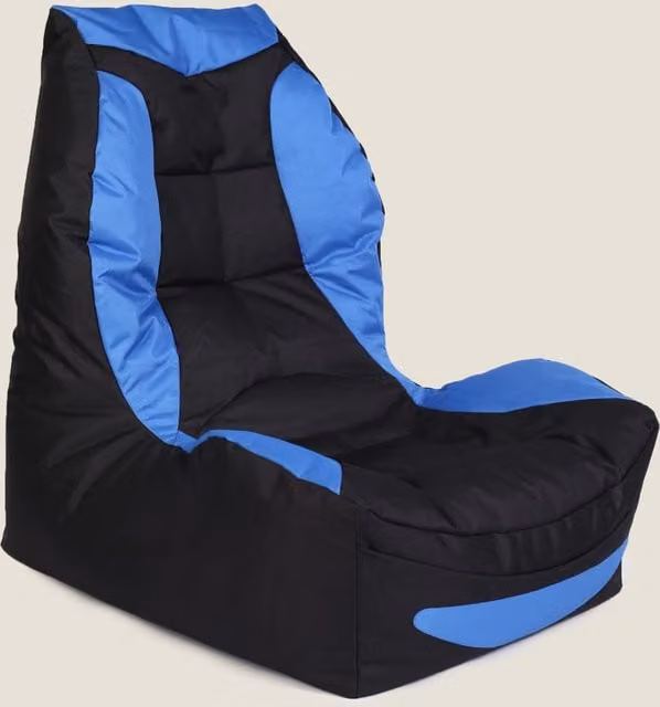 Kaikoo Blue and Black Colour Block Gaming Beanbag with Removable Polyester Cover
