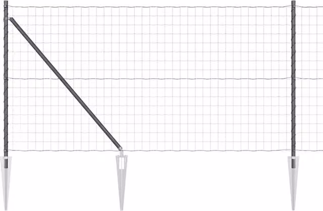 Berkfield Home Euro Fence in Grey Galvanised Steel with 13 Spike Posts, 1 x 25 m – 1