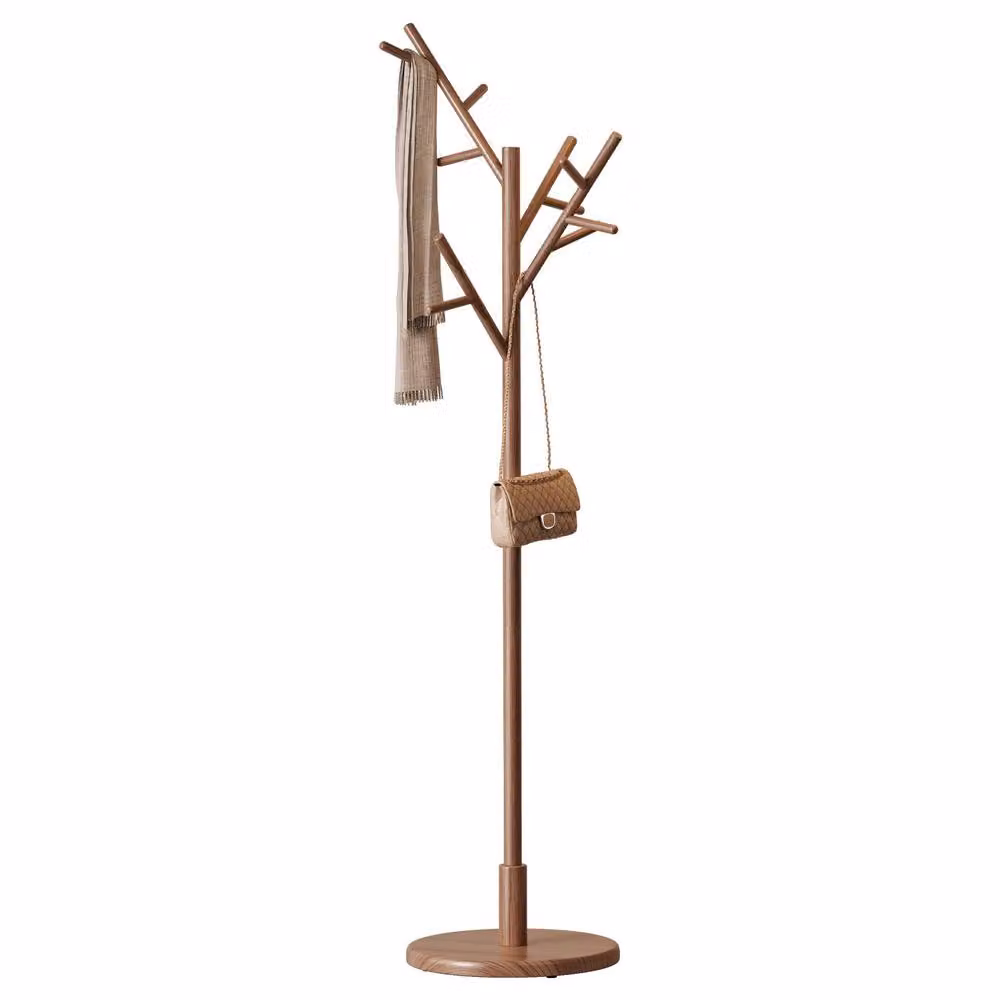 YQJJGL Elegant Solid Wood Freestanding Coat Tree in Walnut Brown, H 180 cm x W 40 cm x D 40 cm – 2