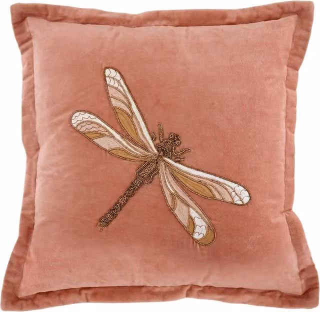 Voyage Maison Aria Pink Velvet Embroidered Feather Filled Square Cushion W/D/H: 50 x 50 x 5 cm – 1