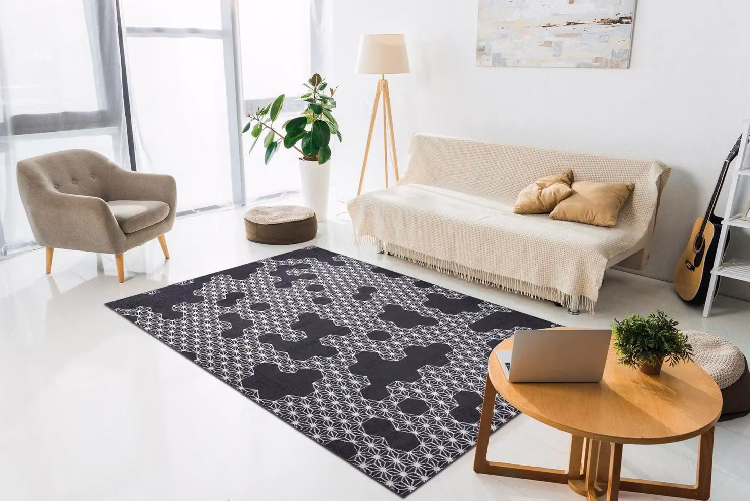 RugsX Heos Geometric Modern Rug in Metallics, W: 120 cm, L: 170 cm – 4
