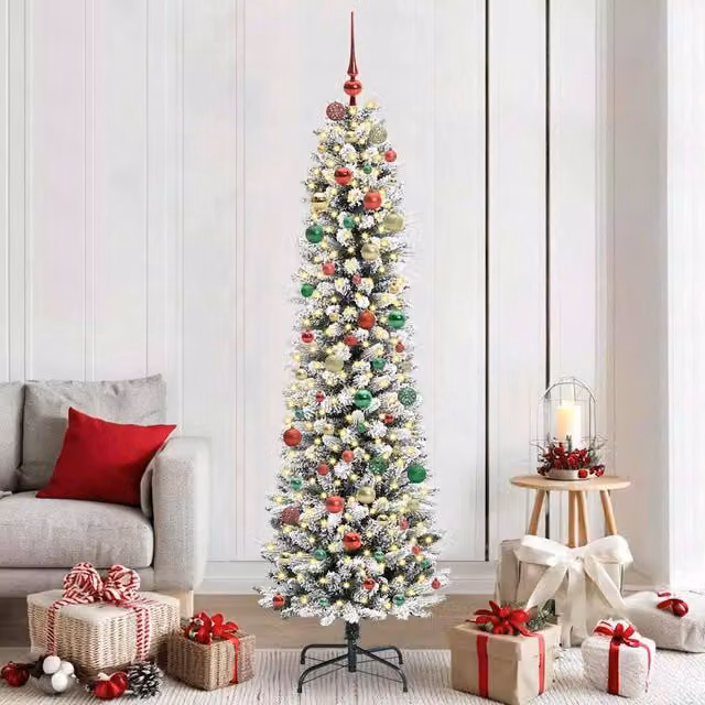 Berkfield Home Artificial Christmas Tree with 300 LEDs in Green, White and Black, Height: 210 cm