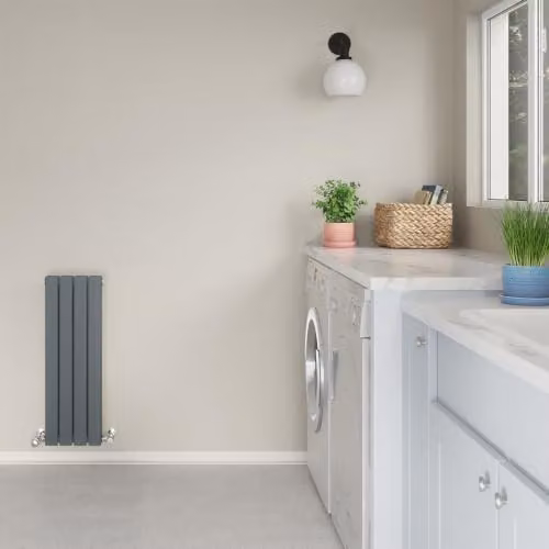 UK Radiators Typhoon Anthracite Flat Tube Horizontal Designer Radiator, Enamelled Steel, H: 80 cm, W: 27.2 cm – 3
