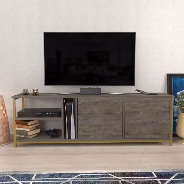 Decorotika Primrose TV Unit in Gold and Brown