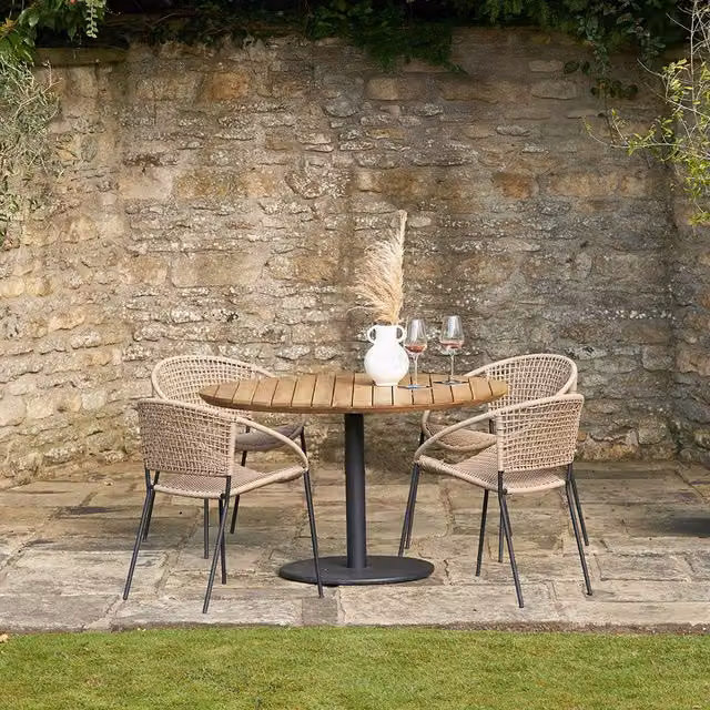 Pacific Lifestyle Modern 4 Seater Outdoor Dining Set in Beige and Brown