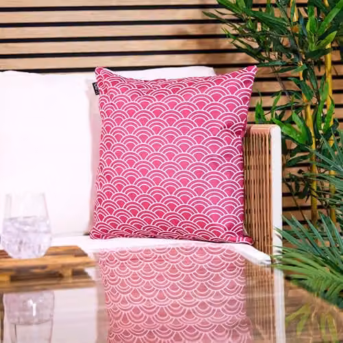 Bean Bag Bazaar Stripe Collection Outdoor Square Cushions, 2 Pack, Pink, W/D/H: 43 x 43 x 43 cm – 2
