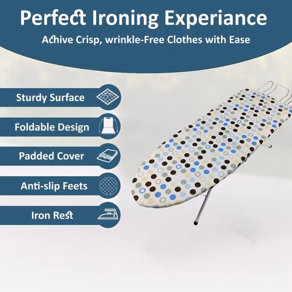 VOGREX Table Top Folding Ironing Board with Iron Stand in White, W: 120 cm – 4