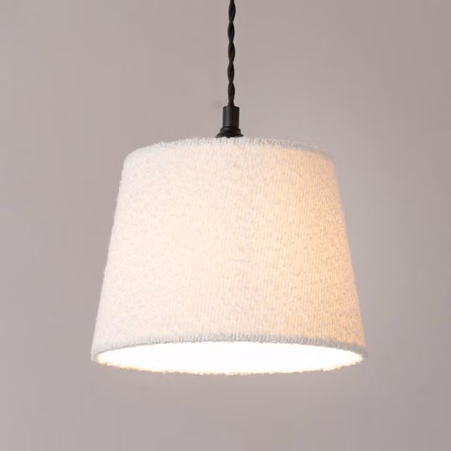 Rory Boucle Tapered Easy Fit Ceiling Lamp Shade and LED Bulb in Cream