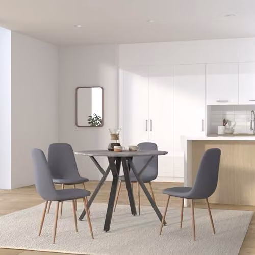 Seconique Athens Round Dining Table in Concrete Effect, Diameter: 100 cm, Height: 76.5 cm – 2