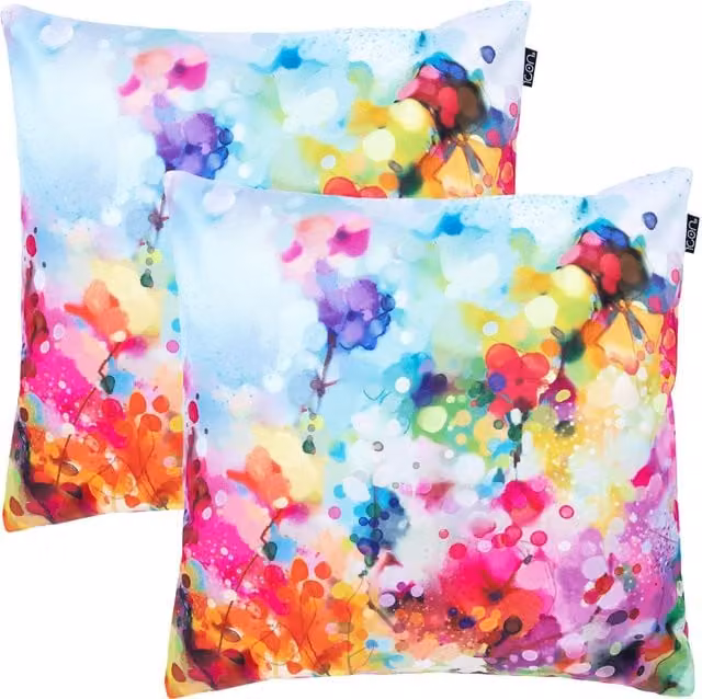 ICON 2 Pack Spring Floral Square Cushions, Pink, W/D/H: 43 x 43 x 43 cm