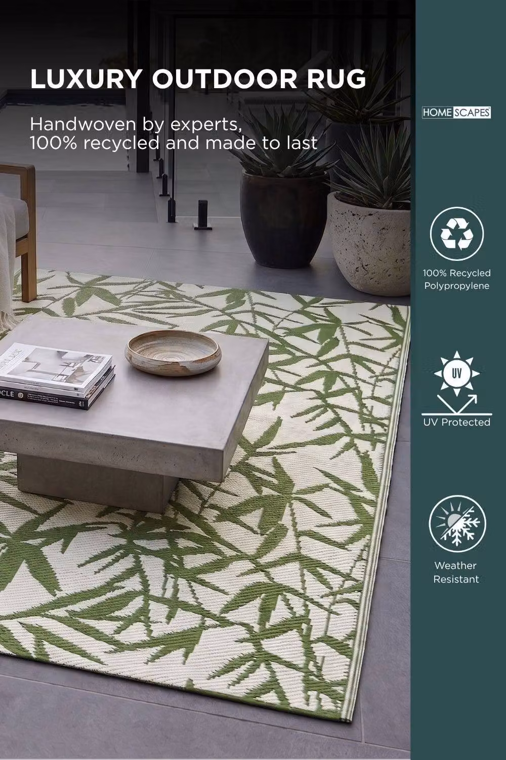 Homescapes Zena Tropical Luxury Outdoor Rug, Green and White, W: 240 cm, D: 300 cm – 2