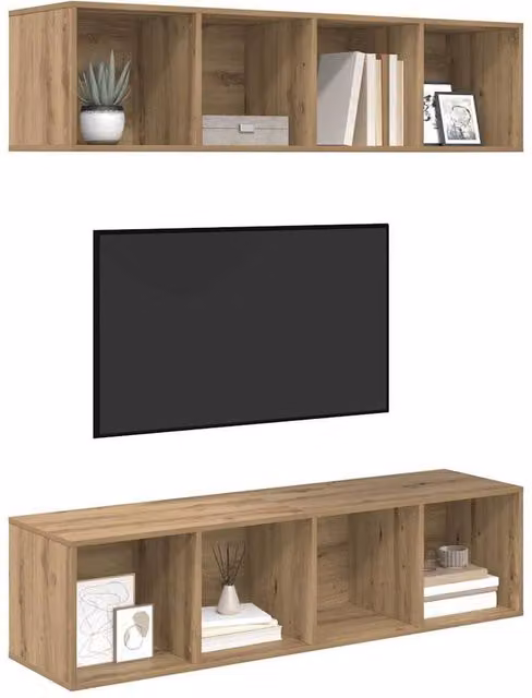 Berkfield Home Modern Artisan Oak 2 Piece Set in Brown, W/D/H: 37 x 37 x 142.5 cm – 1