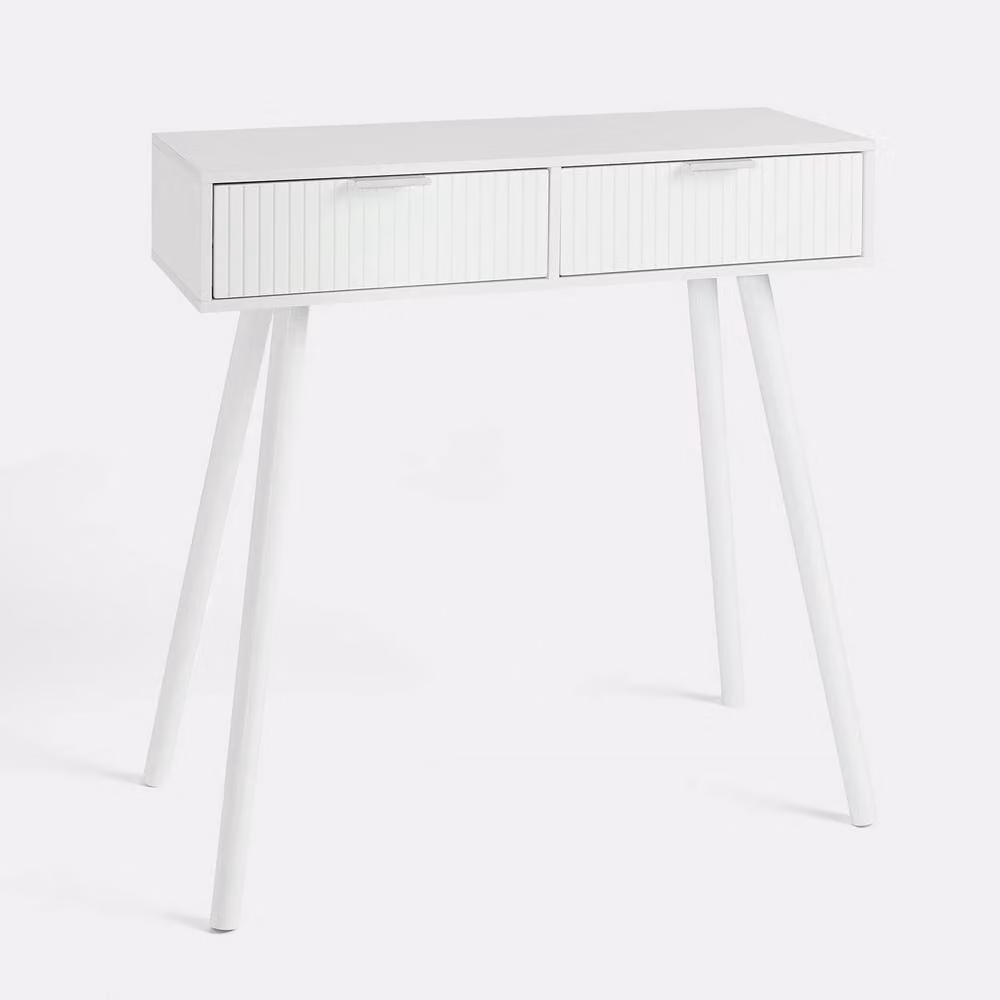 OHS Venice Modern White Matt Striped MDF Console and Dressing Table – 2
