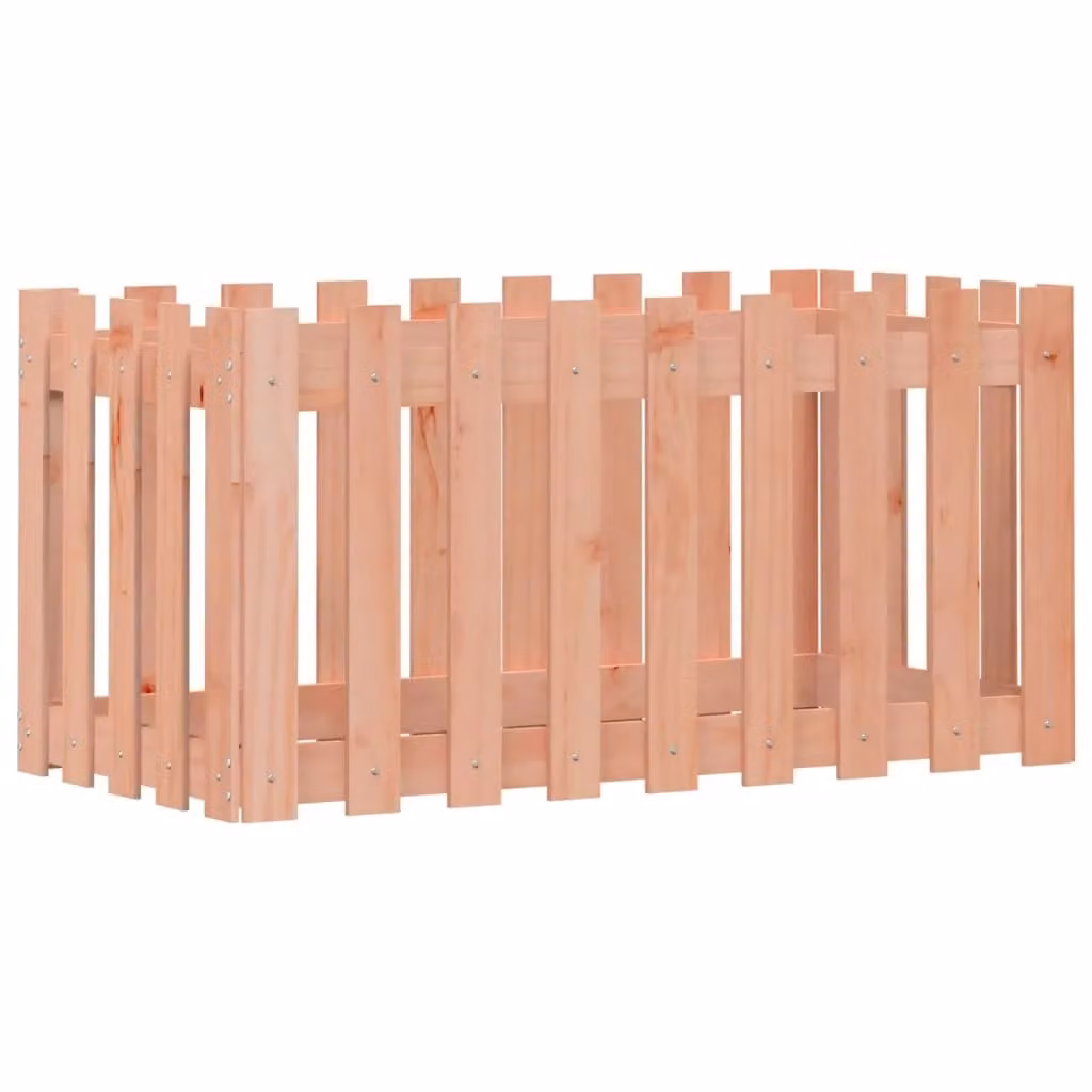 Berkfield Home Garden Raised Bed with Fence Design in Brown Solid Wood, W/D/H: 100 x 50 x 50 cm – 2