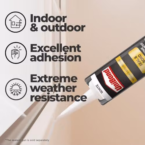 Unibond Seal and Bond Mould-Resistant Multi-Purpose Sealant, White, 389g – 2
