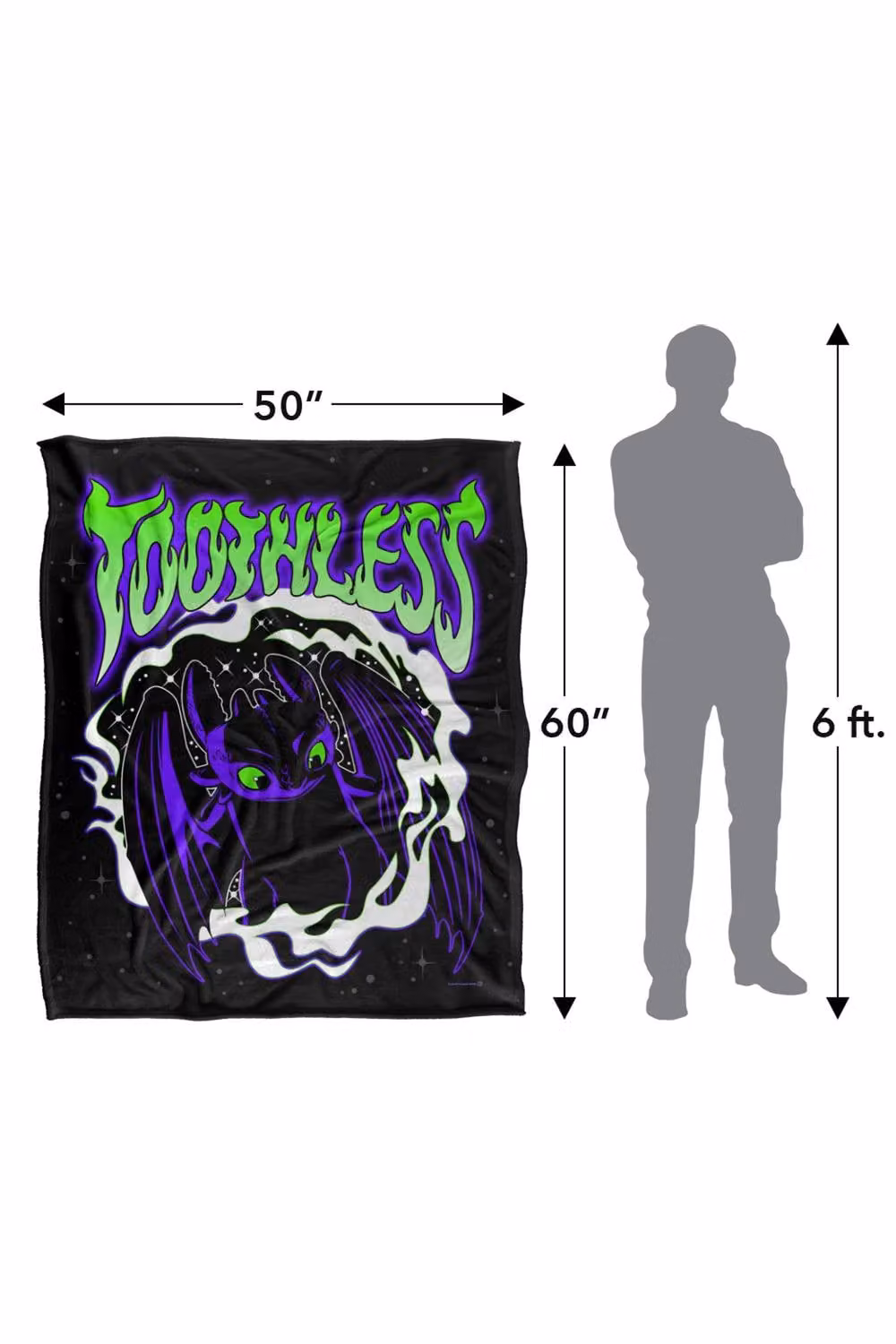 NBCU Toothless Night Fury Dragon Super Soft Throw Blanket for Children, Multicolour, W: 152.4 cm, D: 127.0 cm – 3