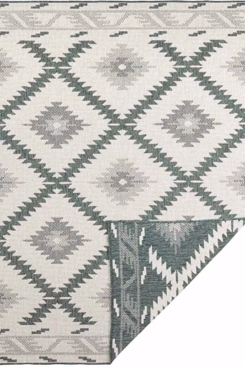 THE RUGS Malibu Reversible Indoor-Outdoor Diamond Flatweave Polypropylene Rug in Green, W/D/H: 80 x 350 cm – 2