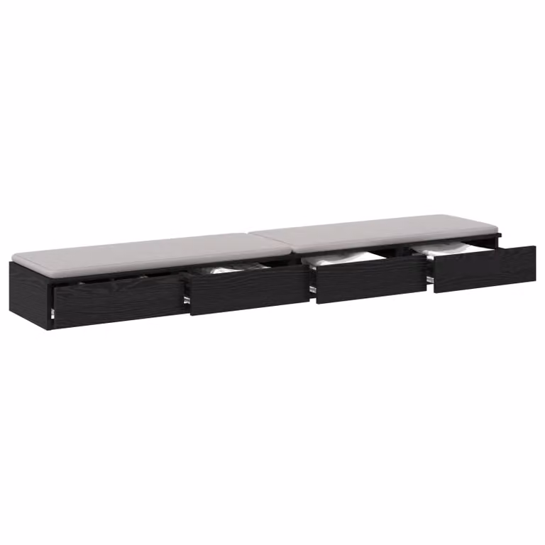 Berkfield Home Black Bed Drawers in Engineered Wood, W/D/H: 180 x 36.5 x 16.5 cm
