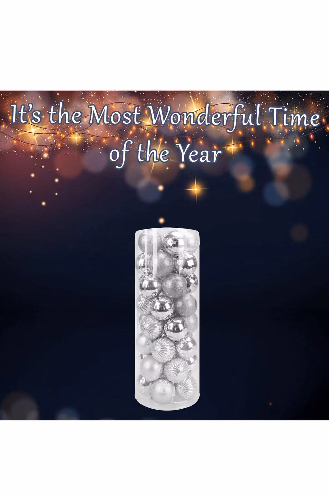 VFM e-Store Silver Round Christmas Bauble Hanging Tree Ornaments, 6cm – 3