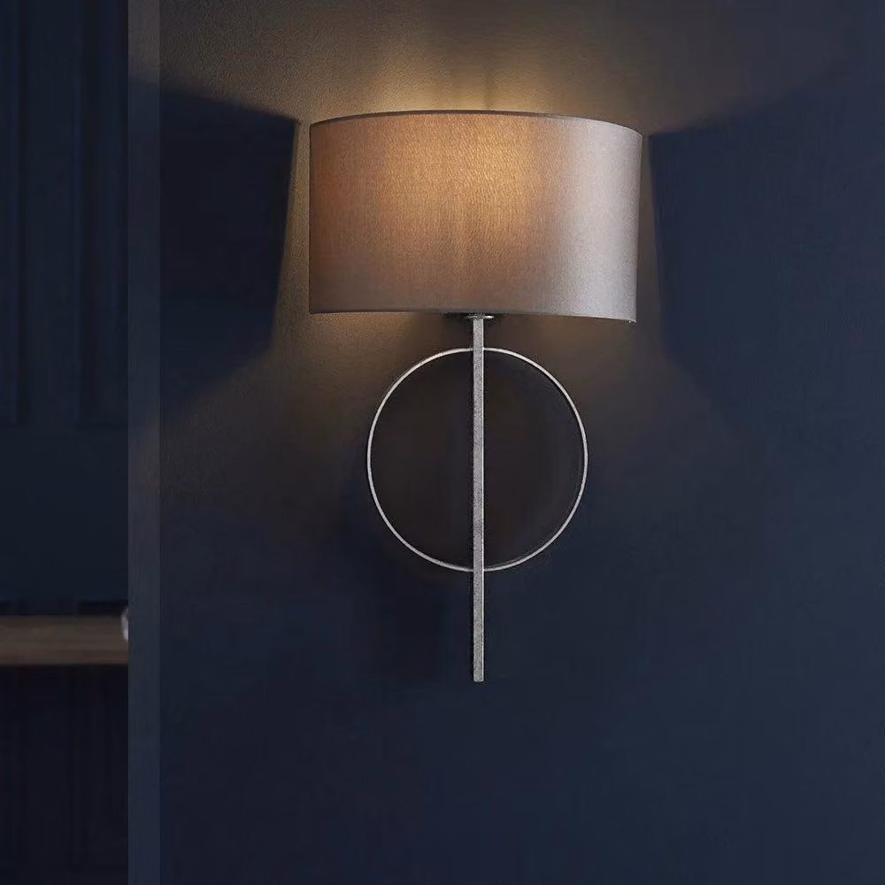 Netlighting TRENTO Dimmable Contemporary Fabric and Metal Wall Lamp in Metallic Silver – 2