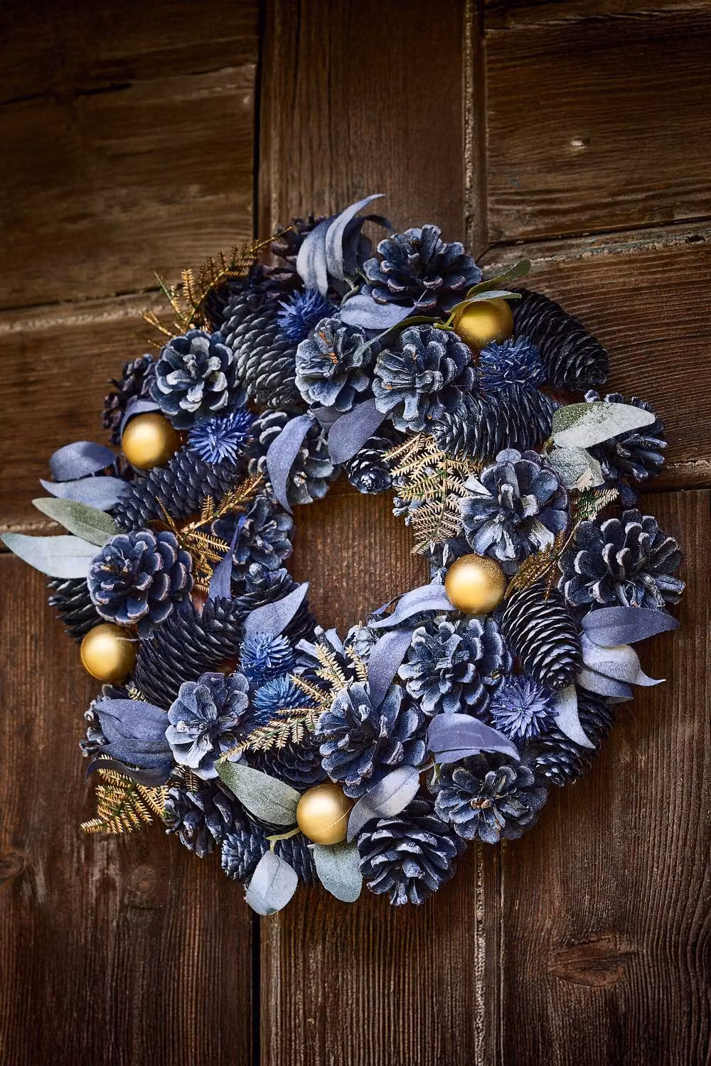 Dibor Moonlight Traditional Wreath in Blue for Christmas, Autumn, Winter or Spring, Diameter: 35 cm – 2