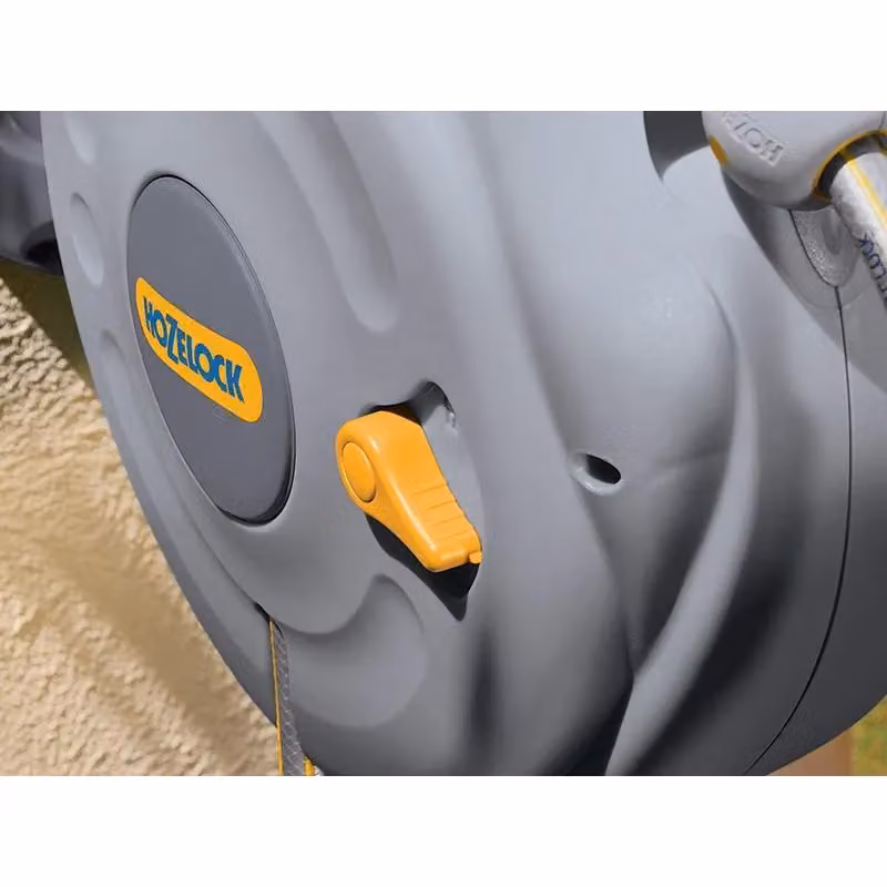Hozelock 2485 Automatic Wall-Mounted Hose Reel in Grey and Multicolour with 10m of 10mm Hose – 2