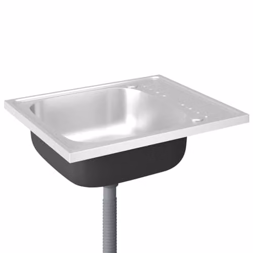 vidaXL Reversible Stainless Steel Kitchen Sink with Drainer Set, Silver, W: 60 cm, D: 50 cm, H: 15.5 cm