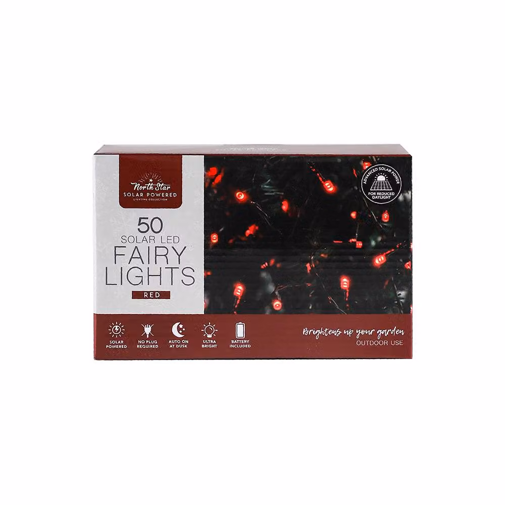 Voltico 50 LED Solar String Lights with Dusk Sensor in Red – 2